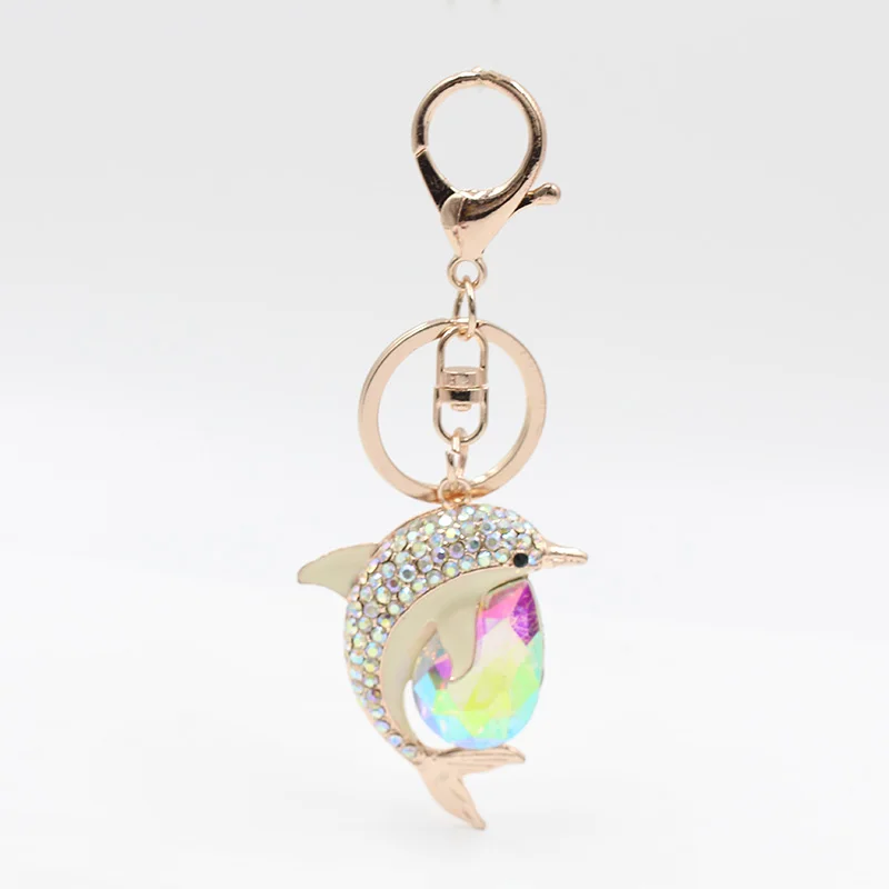 Виктория розовое золото милый Дельфин модный брелок для ключей Многоцветный