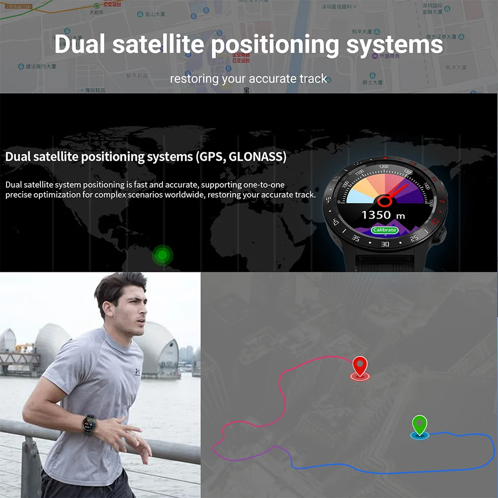 Smartch M5S GPS Смарт часы Для мужчин независимых карты вызова монитор сердечного ритма