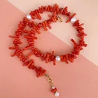 Натуральный камень неравномерность цвет красный, желтый розовый белый коралл колье-чокер натуральные пресноводные жемчужные ожерелья для женщин, ювелирные изделия в богемном стиле