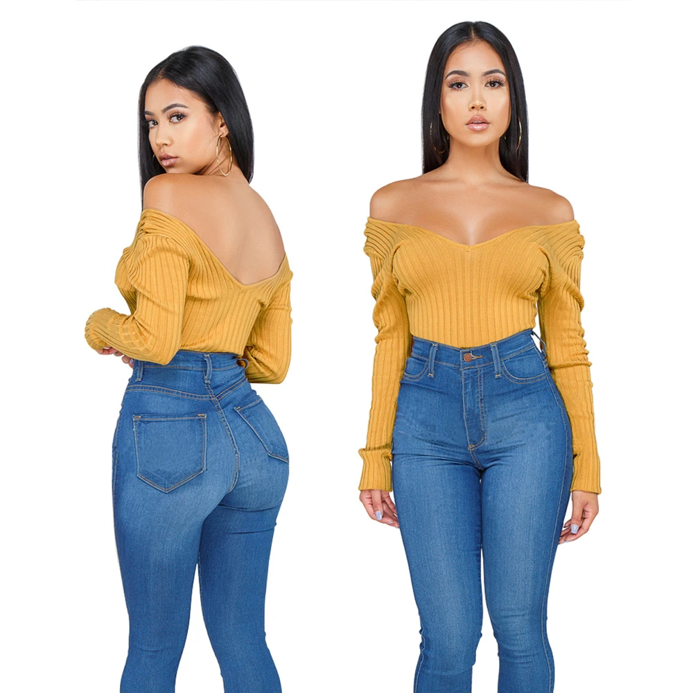

4 Colors 2019 autumn new bodysuit Wantmove sexy slash neck long sleeve bodycon solid night party women bodysuit WM1019