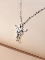 gothic vintage punk bull buffalo skull pendant choker necklace national style fashion party gift for women men hip hop jewelry