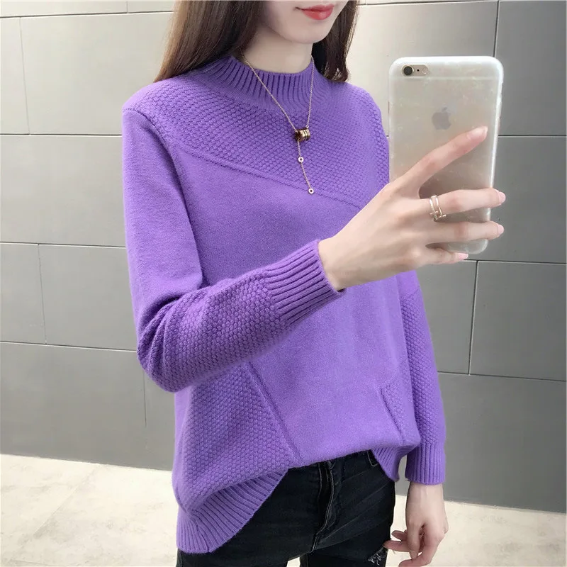 Женский пуловер вязаный свитер Осень-зима 2019 топы нового размера плюс женские