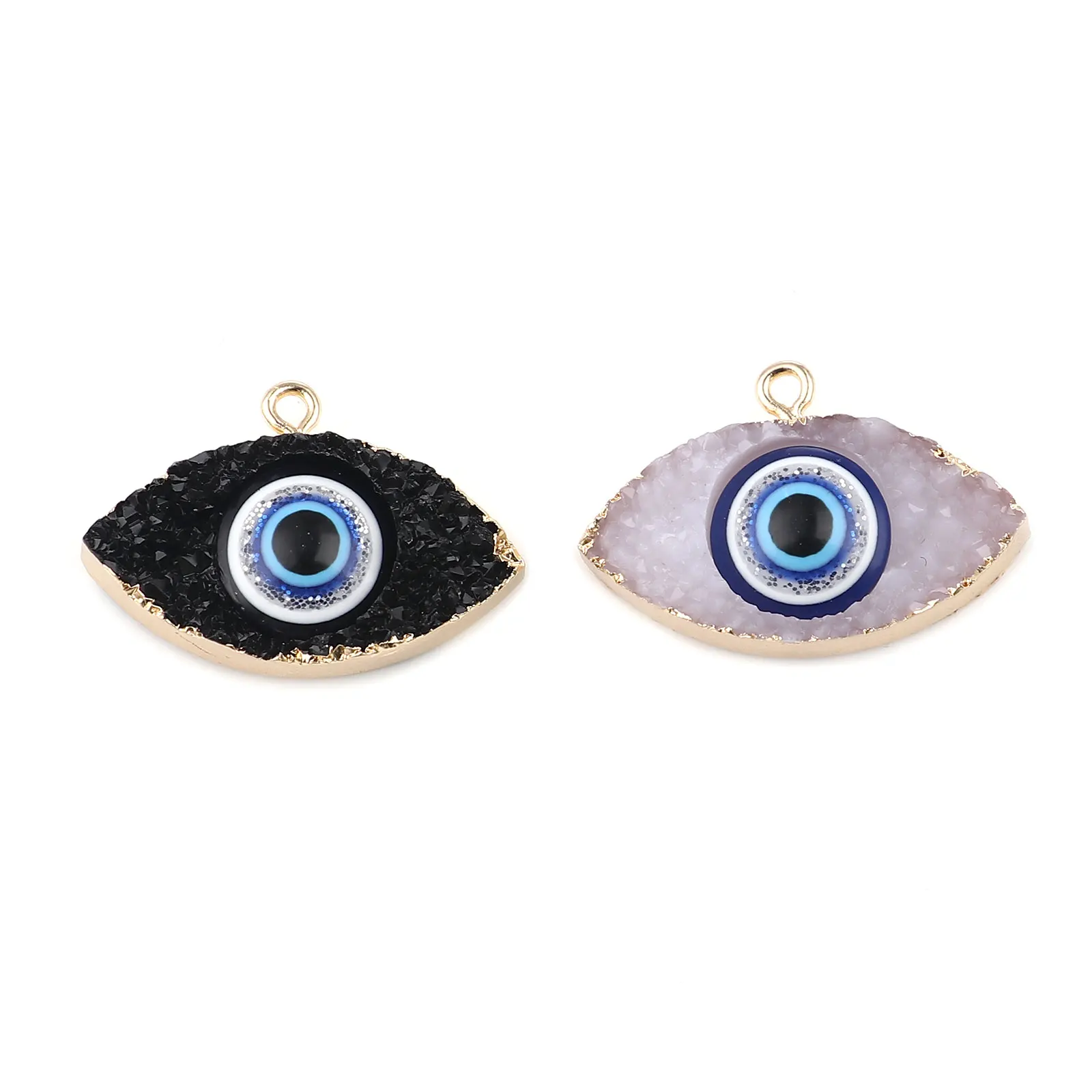 

Resin Religious Pendants Marquise Eye Gold Color Metal Grey Black Glitter Charms DIY Making Earrings Necklace Jewelry Gifts,3PCs