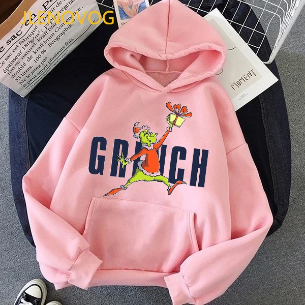 

Grinch Graphic Print Pink Cap Hoodies Women Clothes 2020 Funny Grinch Merry Christmas Sweatshirt Kawaii Winter Coat Jumper Tops