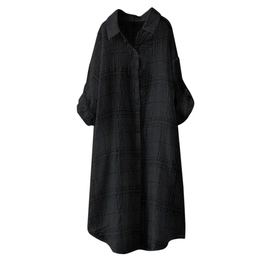 Женская рубашка с воротником Повседневная в клетку полоску длинным рукавом топы