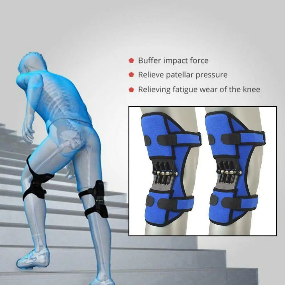 Unisex 1 Pair POWER LEG Kneepad NEW Power Joint Support For Mountaineering Squat Sports Knee Pads Protection Spring Force | Спорт и