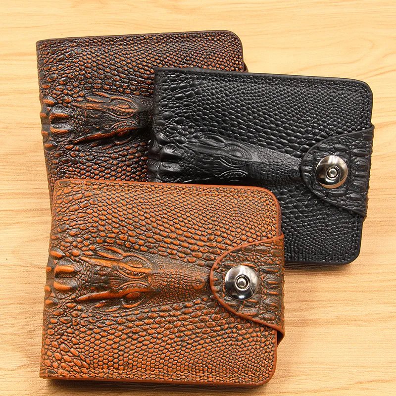 

Men's Wallet Crocodile Pattern Short Coin Purse Small Mini Card Holder Male Walet Pocket Multi-card Bill Three Fold Bag Carteria