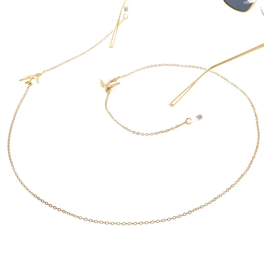 

Fashion Stylish Gold Color Metal Swallow Sunglasses Chain For Women Trendy Personality Glasses Lanyard Holder Straps