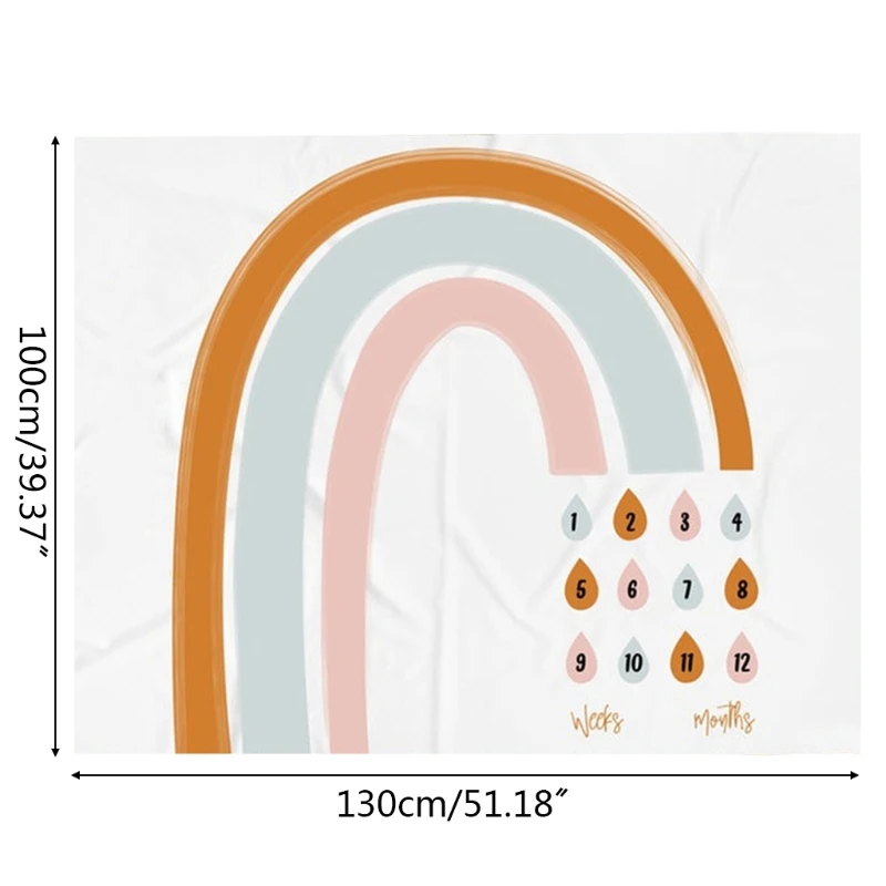 

J60B Baby Monthly Record Growth Milestone Blanket Newborn Swaddle Wrap Photography Props Creative Rainbow Background Cloth Gifts
