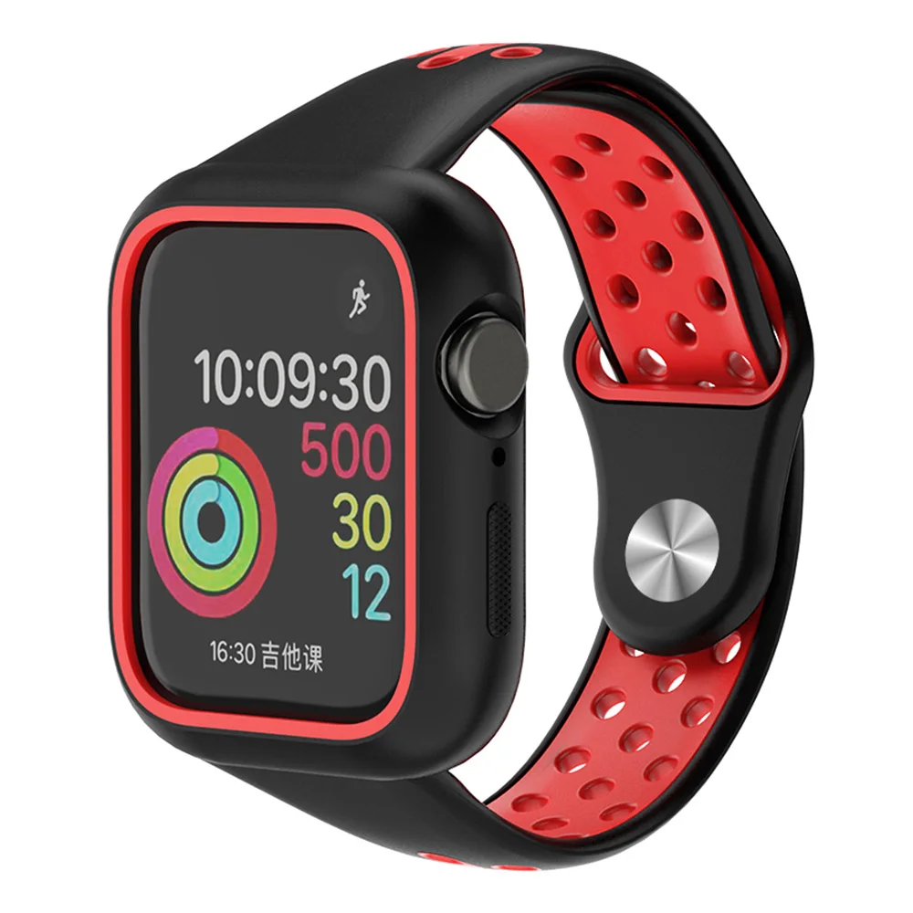 Чехол + ремешок для Apple watch band 44 мм 40 iWatch Силиконовый защитный чехол браслет часов 5