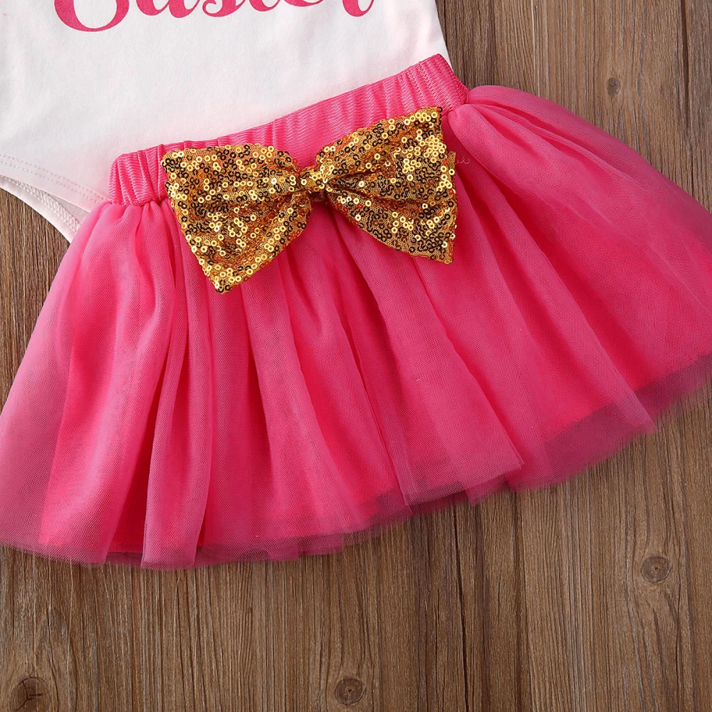 Одежда для малышей коллекция 2020 года новорожденных девочек с надписью My 1st Easter