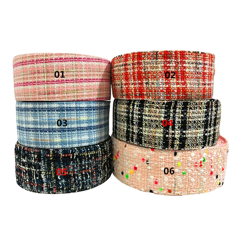 

(25Y/lot)3" 75mm New arrival colorful linen fabric ribbon