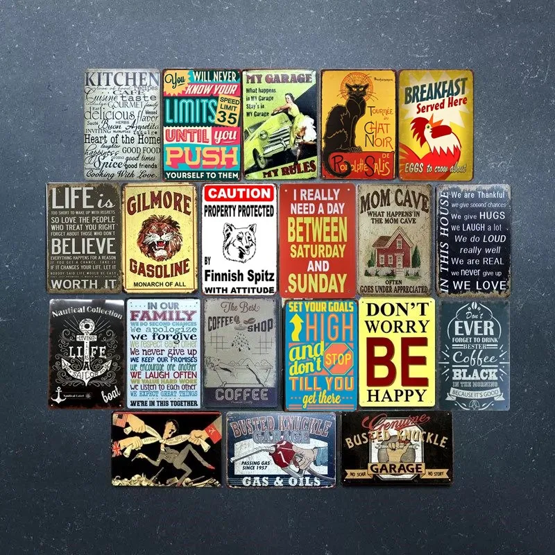 

Vintage Carton Style Tin Sign Art Painting Bar Pub Cafe Garage Hotel House Wall Decor Metal Poster