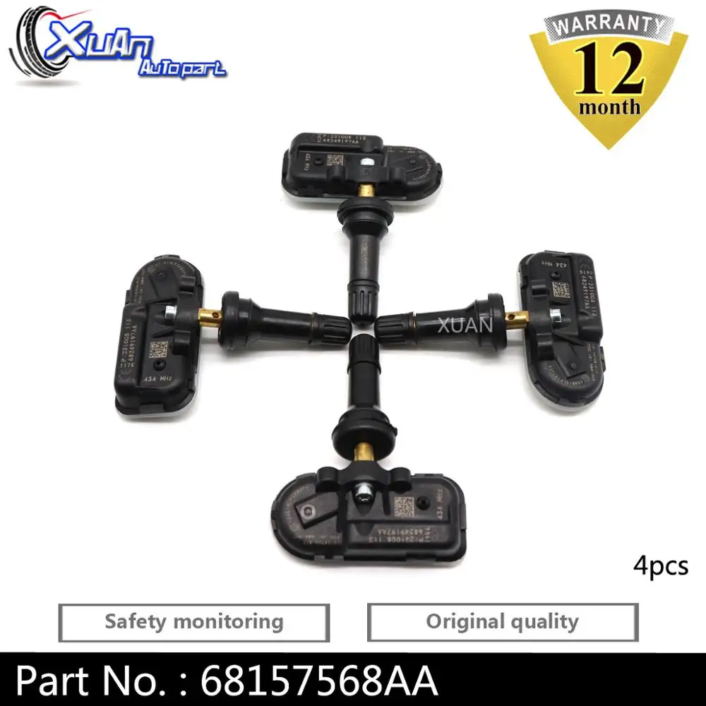 XUAN 4 шт. датчик давления в шинах TPMS 68157568AA для Ram 1500 2500 3500 Jeep Cherokee 434 МГц 2014 2018|Датчик