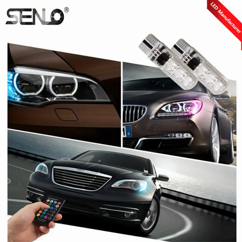 Новый RGB цветной изменяющий t10 w5w светодиодный Canbus без ошибок wy5w 2825 2880sw 168 194 192 501 5w5