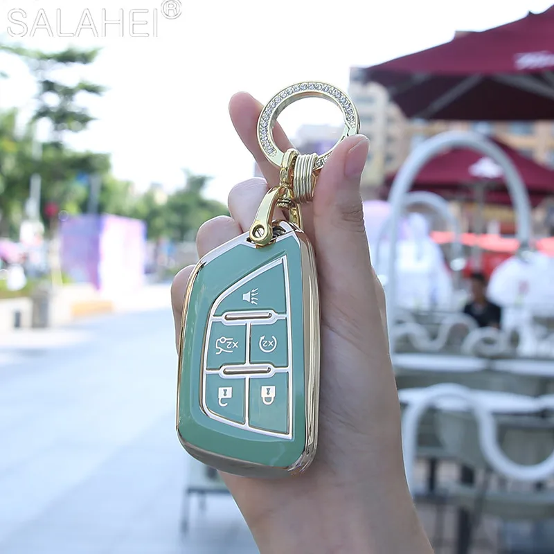 

Car Smart Key Tpu Cover Case Fob For Cadillac CT4 CT5 CT4-V C8 Corvette 2018 2019 2020 2021 Auto Keychain Key Shell Accessories