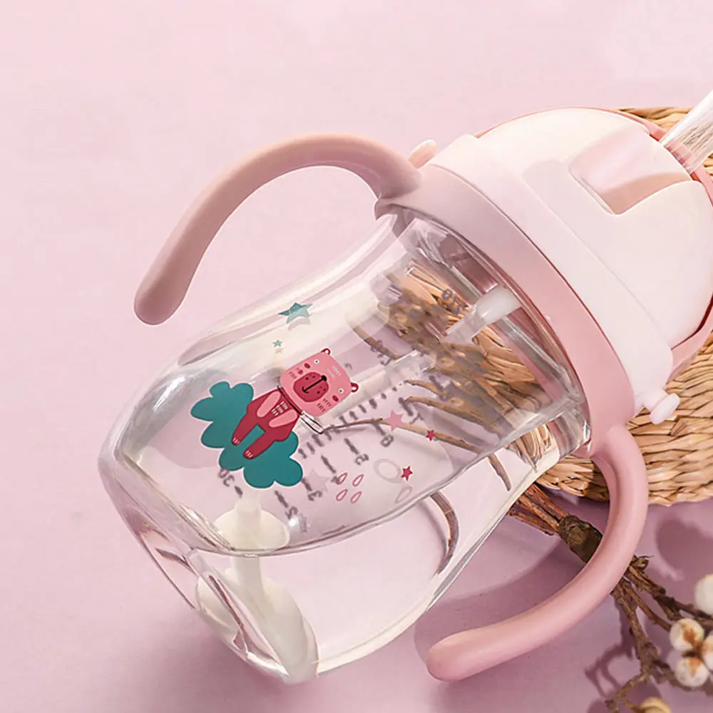 

1Pc Spill Proof Sippy Cup with Straw Baby Water Bottle Lovely Drinking Cup