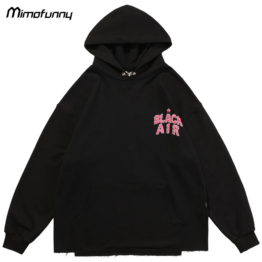 

Sweatshirt Hoodie Men Star Letter Patch Hooded Pullover Autumn Baggy Casual Simple Fashion College Style Harajuku Streetwear Men