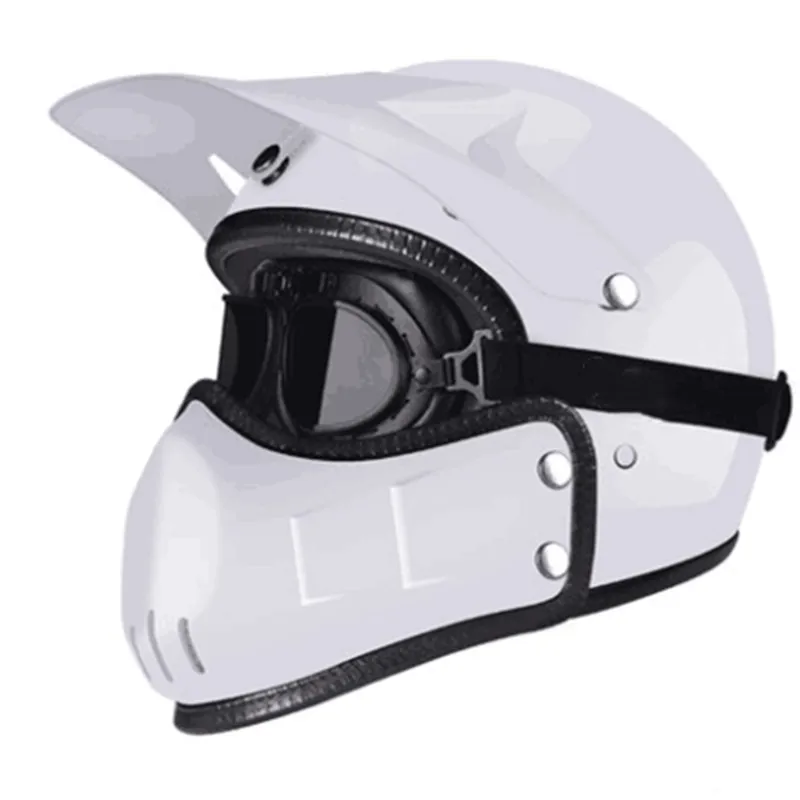 Racing Off Road Motocross Full Face Half Face Helmet Personality Combination Warrior Helmet Capacete Moto Gloss White enlarge