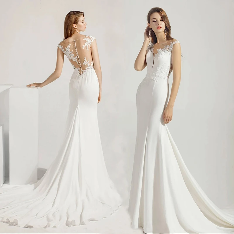 

2021 New Bride Dress Mermaid Line Light Spring And Autumn Summer Tail Temperament Dress Can Be Customized