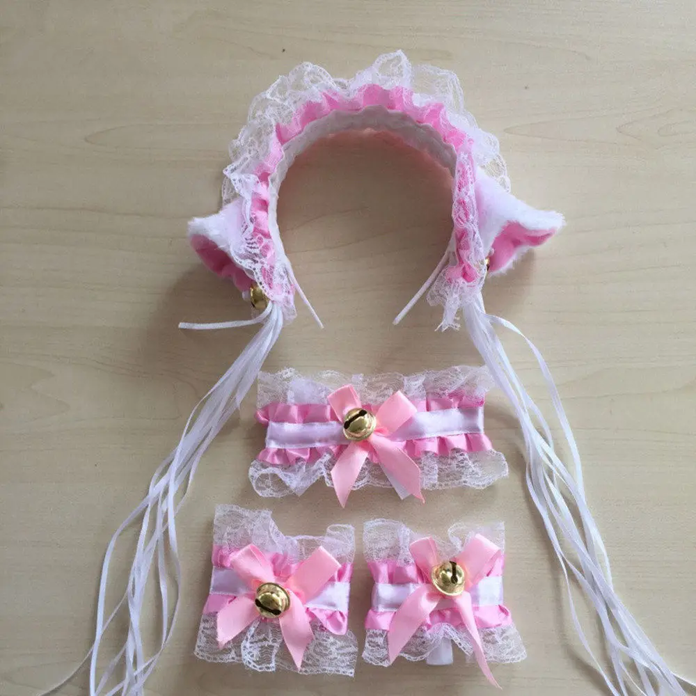 Платье горничной в стиле &quotЛолита&quot ободок с кошачьими ушками лента для волос