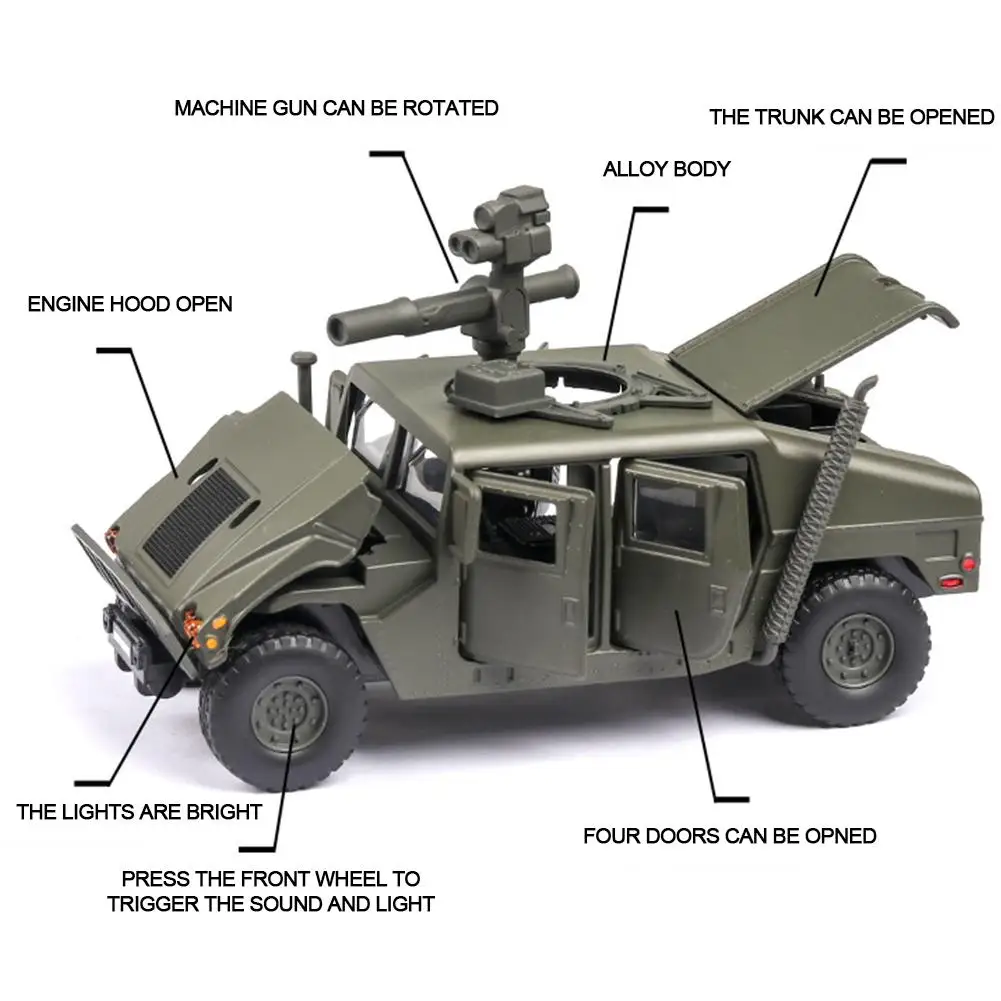 1:32 Military car model Explosion proof Armored vehicle with sound light alloy toy diecast vehicles |