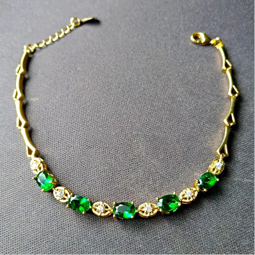 Ювелирные наборы зеленый турмалины с покрытыем цвета чистого 24 каратного золота