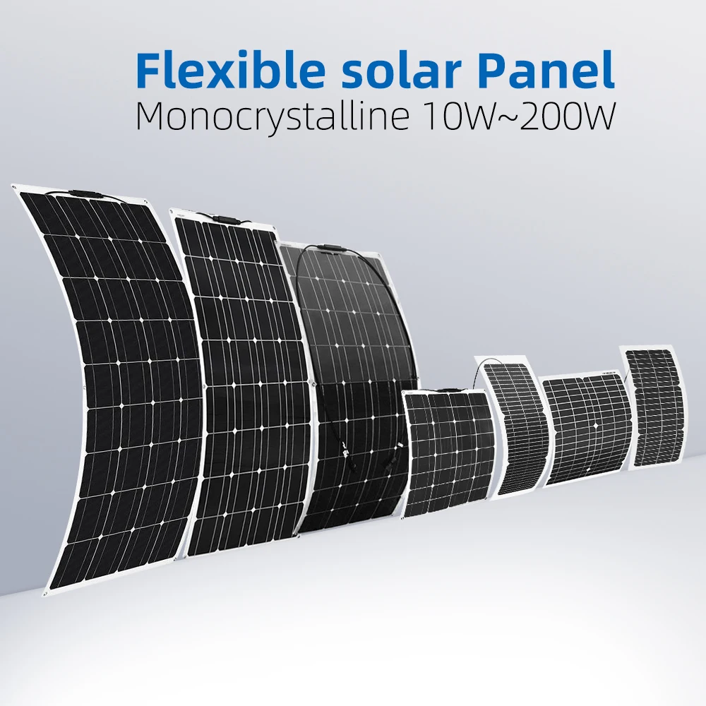 Panel Solar Flexible de 10W, 20w, 50W, 100W, 200W, manta Solar resistente a la corrosión del agua salada para batería de 12V y 24v
