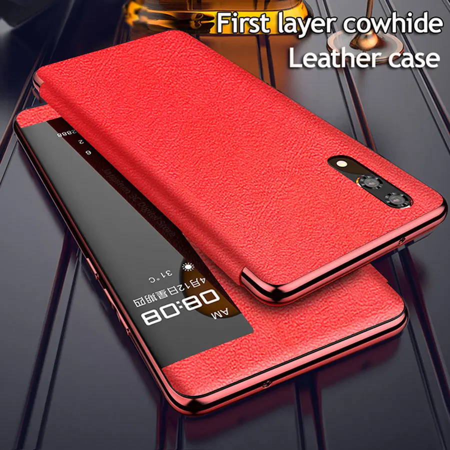 Чехол-книжка Smart View для Huawei P40/P30/P20 Pro/Lite Mate 30/20/10 Pro 20X P Plus Nova 3/3i Honor 20 Lite 8X 10 10i кожаный |