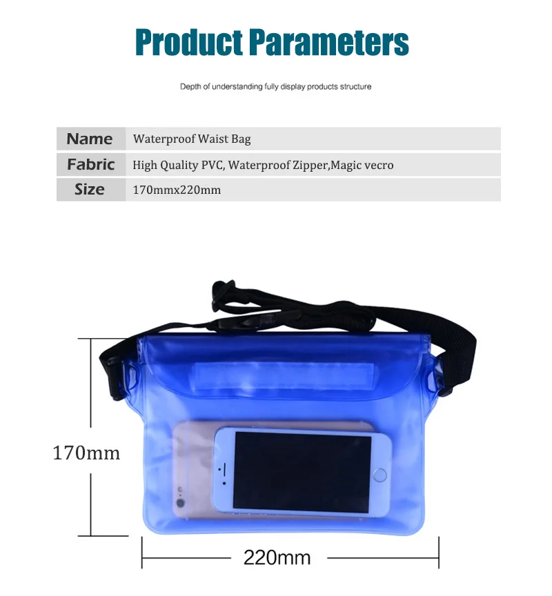 

3 Layers Waterproof Sealing Drift Diving Swimming Waist Bag Skiing Snowboard Underwater Dry Shoulder Bag For Phone