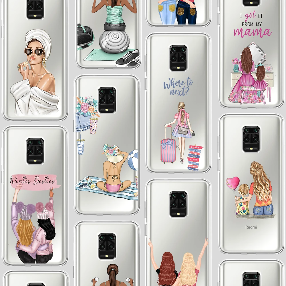 

Girl Fashion Cute Funda Case For Xiaomi Redmi Note 10 10S 9 9S 9T 8 8T 9C K40 K30 K30S Poco X3 FNC F3 C2 M3 Pro Max Silicone tpu