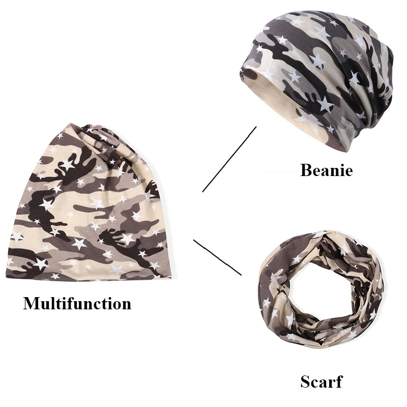Зимняя женская хлопковая шапка с принтом звезд облегающие шапки для женщин шарф