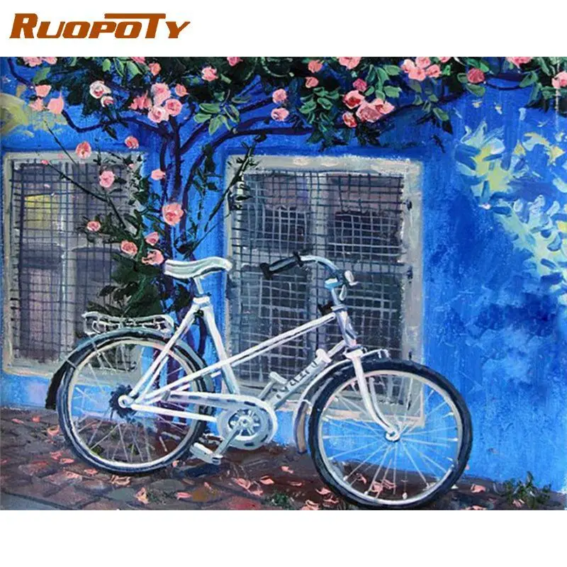 

RUOPOTY 60x75cm Painting By Number Bicycle Picture By Numbers Kits Acrylic Paint On Canvas For Home Decors Artcraft Diy Gift
