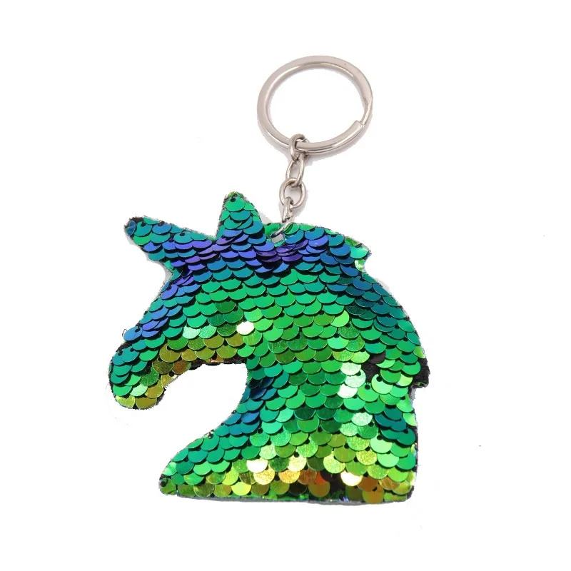 green horse Милый Единорог блесток Pom ключ кулон Красочные чучела Единорог кукла дети игрушки девушки мешок повесить кулон брелок подарок - Цвет: green horse
