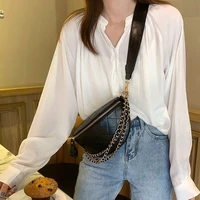luxury womens fanny pack high quality waist bag thick chain shoulder crossbody chest bag female belt bag designer brand handbag