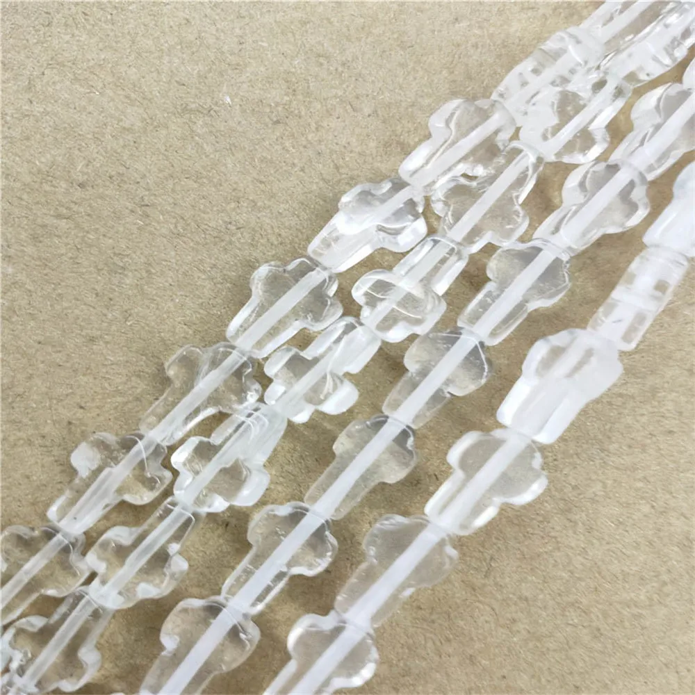 

1 Strand 33Pcs 8x12x4mm Natural White Crystal Cross Loose Beads For DIY Jewelry Necklace Making Accessories 15.5Inch