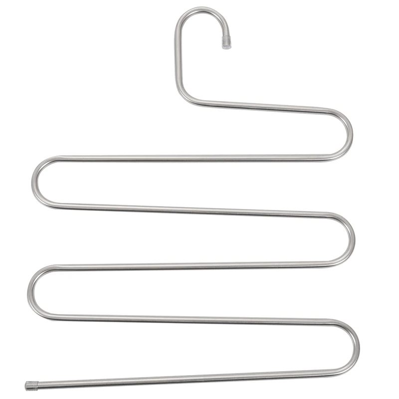 

4 Pack Multi Pants Hangers Rack For Closet Organization,Stainless Steel S-Shape 5 Layer Clothes Hangers For Space Saving Storage