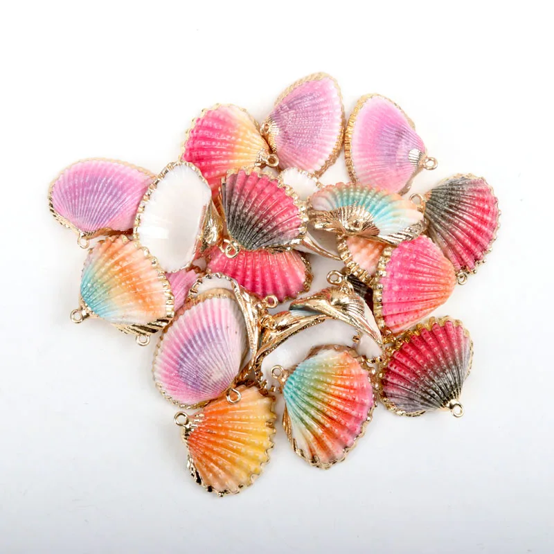 

5 designs Gold plating DIY conch Colorful Natural Seashells Decorations Scallop conch Crafts Decor Ornament 5Pcs
