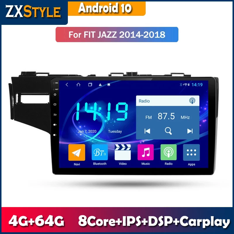 Автомобильный стерео проигрыватель с сенсорным экраном на Android 10 0 для Honda Fit Jazz 2014