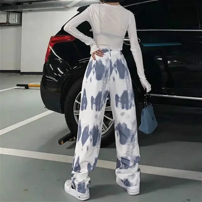 

2021 Pants Women Tie Dye Harajuku Ins Elastic Waist Stylish Art Couples Soft Streetwear Fashion Students Punk Unisex BF Y472