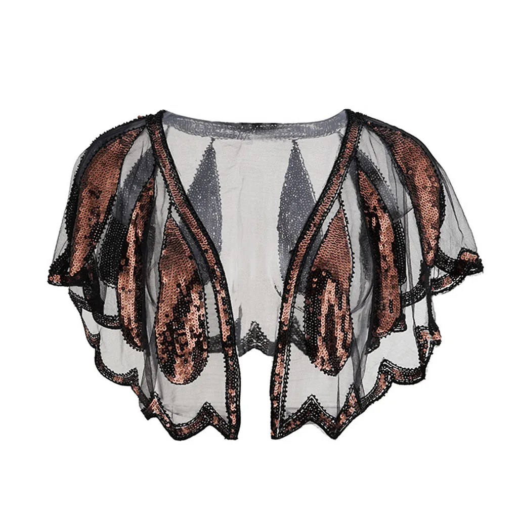 Women's Shawl Beaded Sequin Deco Evening Cape Bolero Flapper Cover up 2019 Spring Autumn New Simplicity Fashion retro | Аксессуары