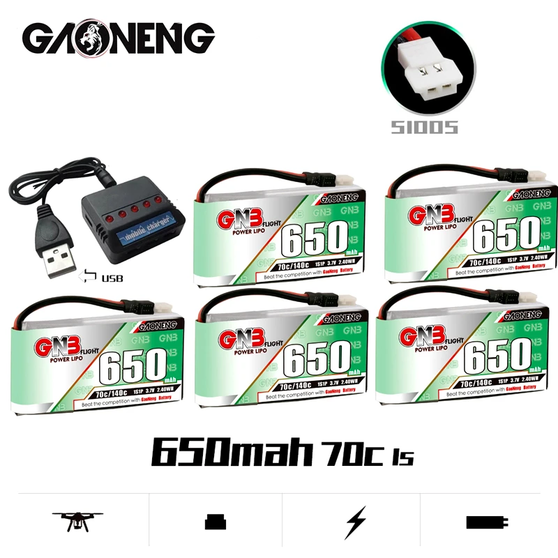 Аккумулятор Gaoneng GNB 1S 3 7 в 650 мАч 70C/140C HV Lipo с разъемом Molex 51005 для радиоуправляемого