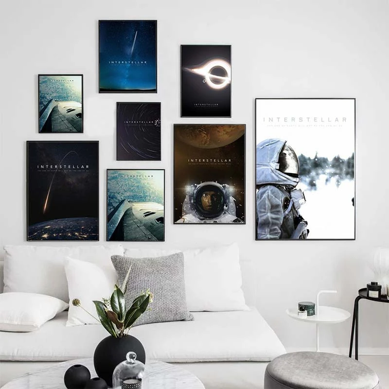 

Wall Art Canvas Painting Interstellar Movie Poster and Print Picture Space Universe Astronaut Nordic for Bedroom Home Decoration