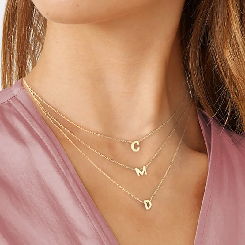 

2022 Women 26 Letter Necklace Jewelry Silver Choker Necklace For Valentine's Day Gift Fashion Gold Silver Acessories