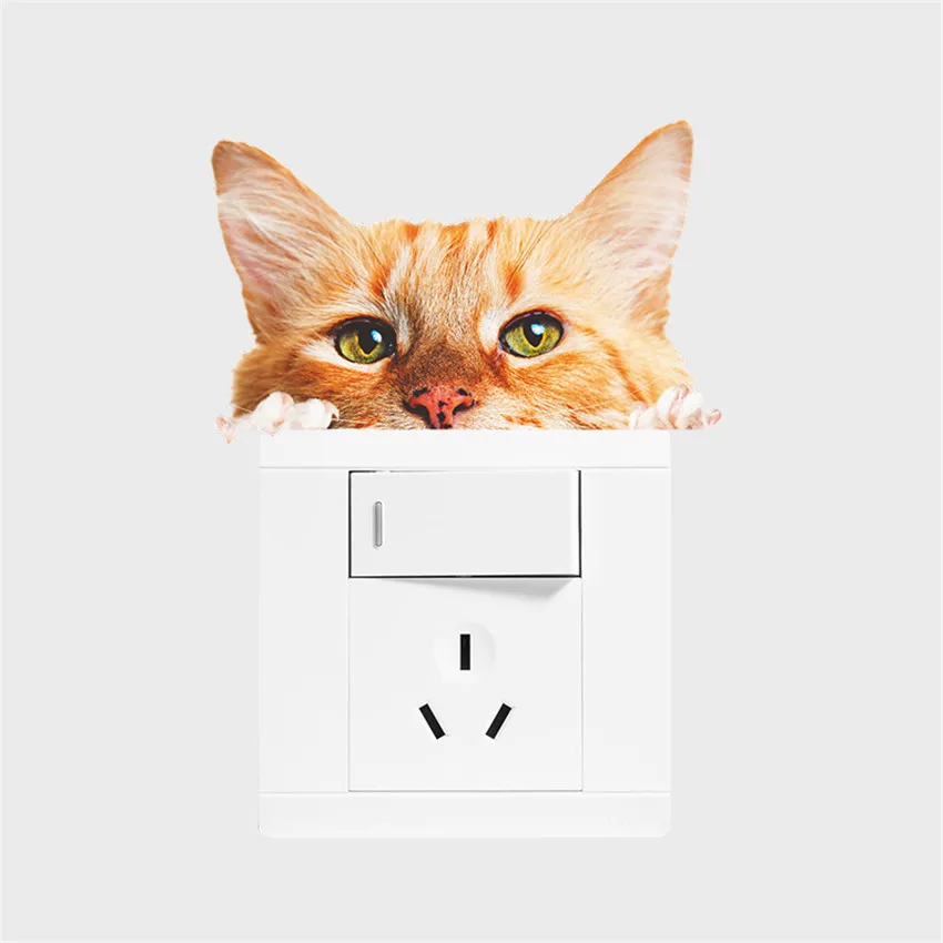 С милым рисунком кошка и переключатель в виде собаки наклейки ПВХ Наклейка на