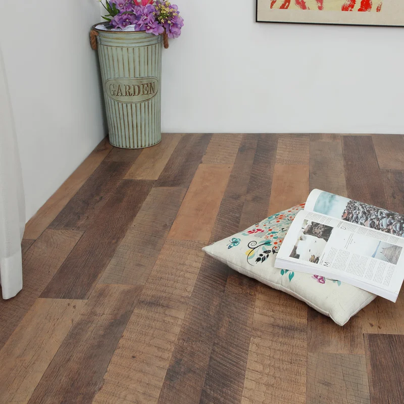 Утолщенные наклейки на пол с узором из темного дерева самоклеящиеся