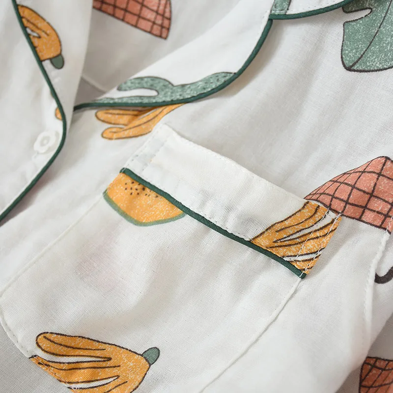 Japan's New Women's Long Sleeve Pajamas Set Pure Cotton Fashion Print Comfortable Women's Pajamas Home Can Wear Women's Pajamas