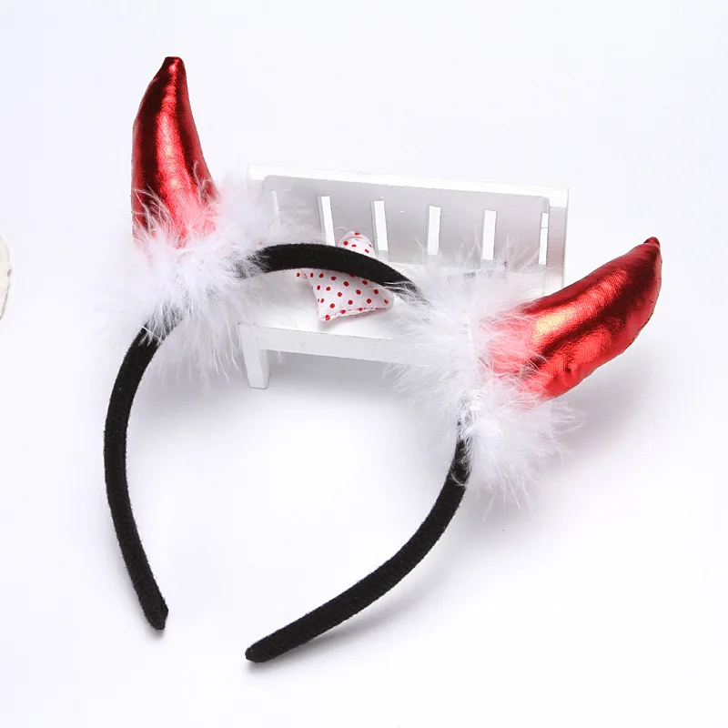 

Kid Cute Feather Devil Horn Hair Hoop Headband Holloween Hair Accessories For Fashion Birthday Party Carnival Cosplay Headwear
