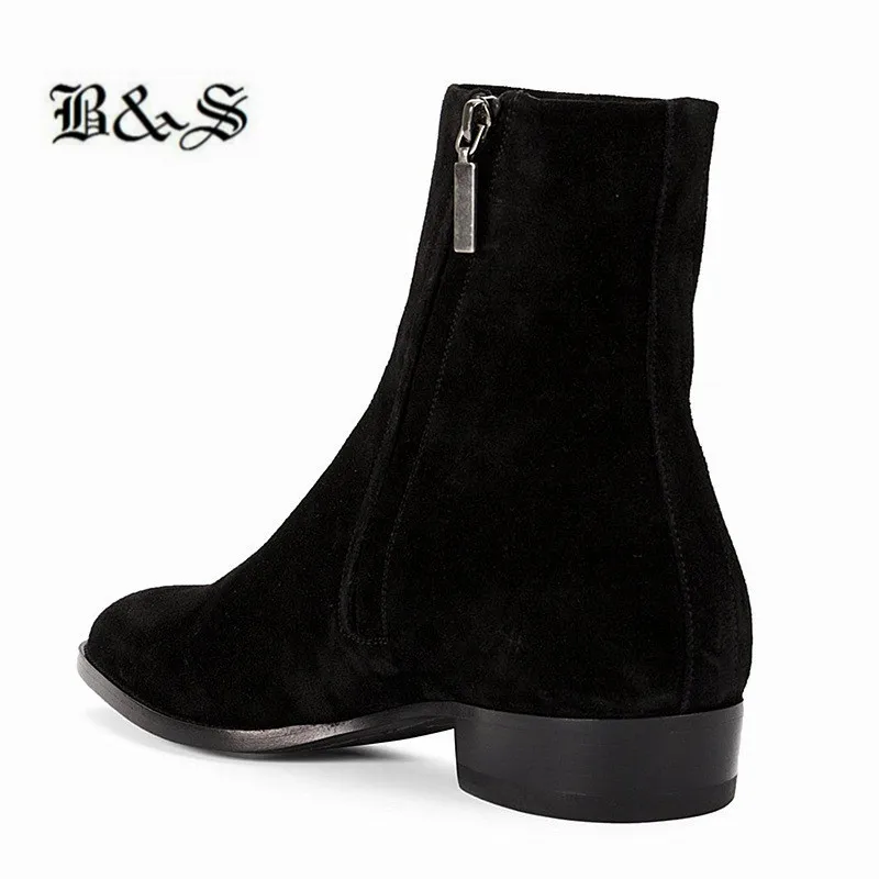 Мужские замшевые ботинки на танкетке из натуральной кожи