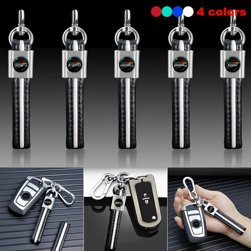 

1pcs New 3D Leather keychain Anti-rust Aluminum Key Rings Pendant For Volkswagen T-ROC Golf-4 Tiguan Passat Jetta Polo Scirocco